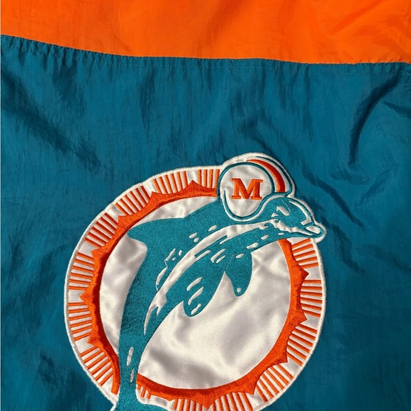 Vintage 90s NFL Pro Line Miami Dolphins Quarter Zip Puffer Parka Jacket  Size L - Picture 14 of 16